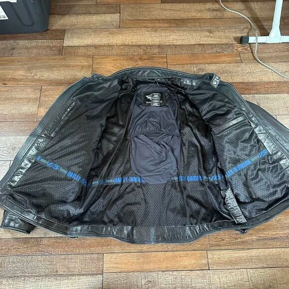 Size XL Harley-Davidson 115th Anniversary Leather Jacket Men's Black Buffalo #79 - Picture 5 of 12